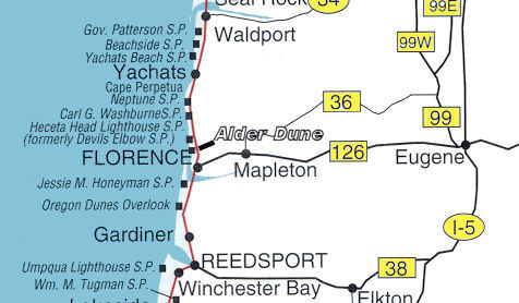 Map to Alder Dune Campground