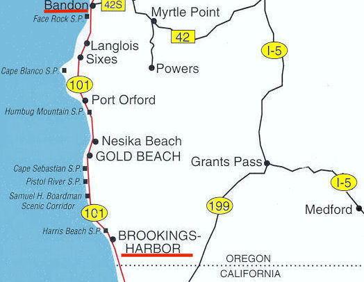 Oregon Southern Coast Map