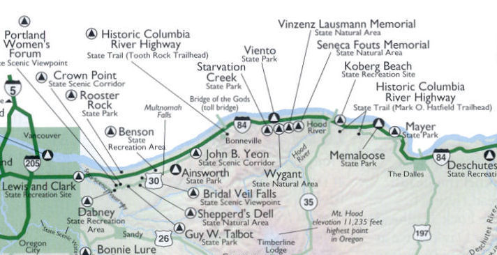 Oregon Columbia Gorge Map